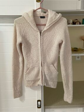 Y2K Vintage Soft Cream Pink Knitted Sparkle Sweater with Hood
